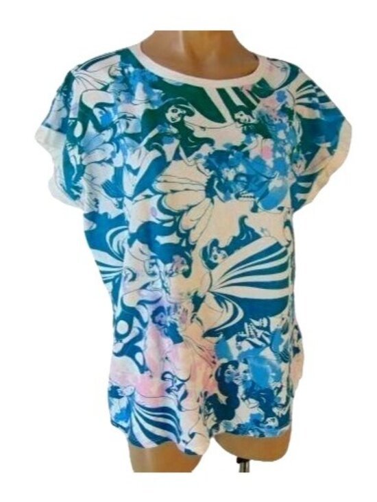 Disney Tops - Disney Store Womens Splatter Princess Print Light Sweatshirt Knit Top XL Organic